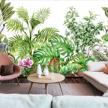 Индивидуальные большие обои настенная живопись скандинавские ручная роспись тропические растения Обои для рабочего стола