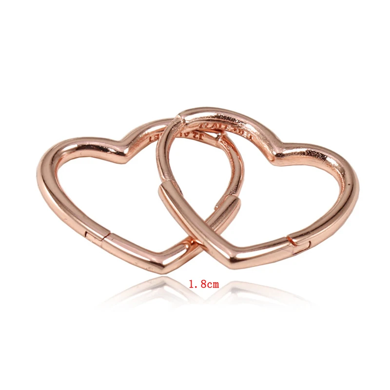 Rose gold Серебряные серьги для женщин, подлинные 925 пробы, серебряные модные ювелирные изделия, любящее сердце, серьги-гвоздики - Окраска металла: Rose gold