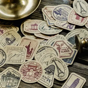 

46 Pcs/pack Vintage Travelling Adhesive Stickers Decorative Album Diary Stick Label Decor Stationery Stickers DIY Decoration