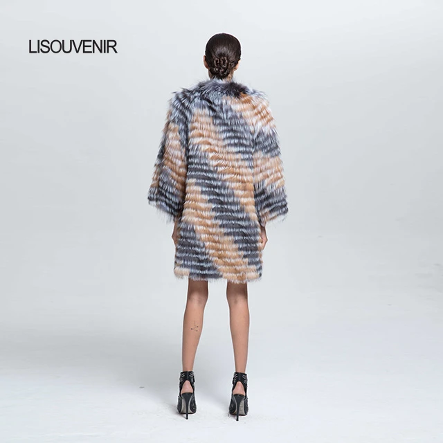 Lisouvenir новая зимняя коллекция, модный дизайн, смешанные цвета, Женская Роскошная Шуба из натурального Лисьего меха, теплая женская куртка из натурального Лисьего меха