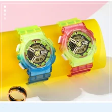 SANDA reloj luminoso multifuncional para exteriores, cronógrafo con pantalla Dual de Color degradado, resistente al agua, Wristwatches3125 3126