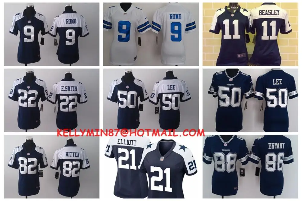 Stitiched, Dallas s, Tony Romo, Emmitt Smith, Cole besley, Sean Lee, Jason Witten, Ezekiel Elliott, для женщин Джерси
