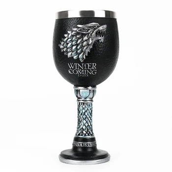 

Father's Days Halloween GOT Fan Gift Game of Throne Goblet Wine Glass Wolf Head Goblet Mother's Days