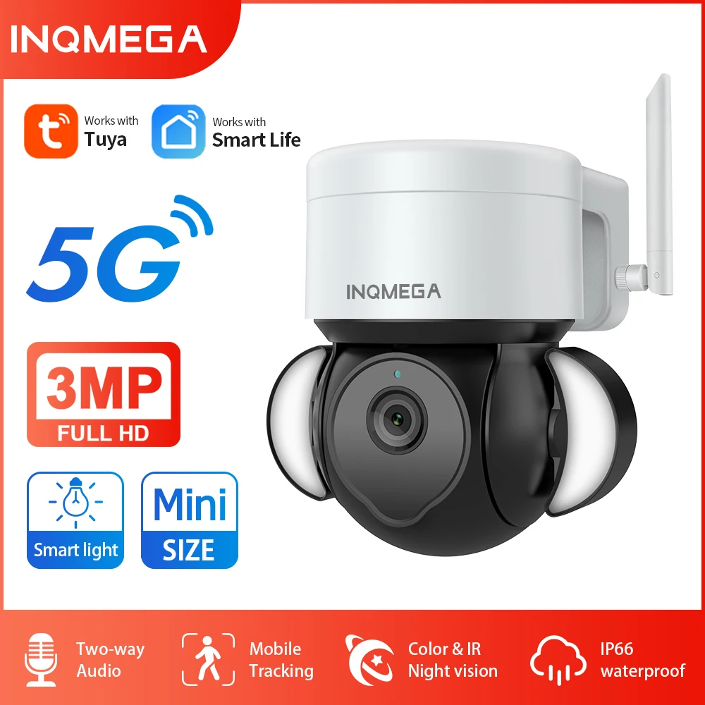 INQMEGA Wifi TUYA CAMERA ip camera 5g Smart Cloud 3MP PTZ IP Camera Outdoor Auto Tracking Google Home Alexa Video Surveillance |