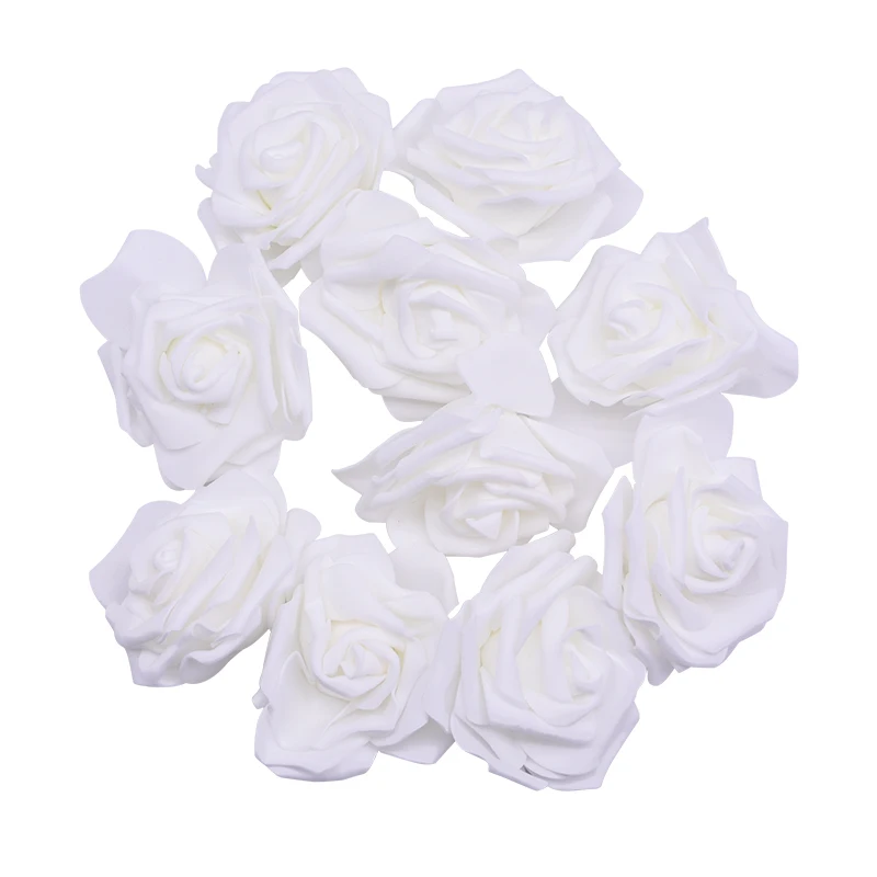 White 8 см большой ПЭ Пена Цветок голова искусственные розы цветы DIY ремесло принадлежности для скрапбукинга дома Свадебная вечеринка украшения поддельные цветы - Цвет: White