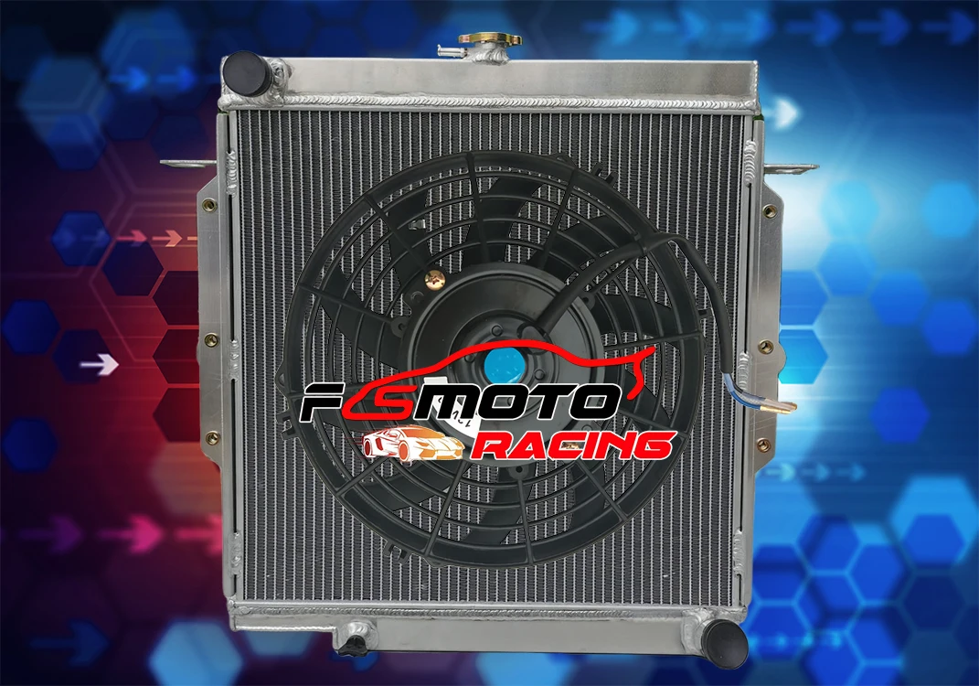 2 Row 52mm Aluminum Radiator & FAN For Toyota LandCruiser HZJ75 75 ...
