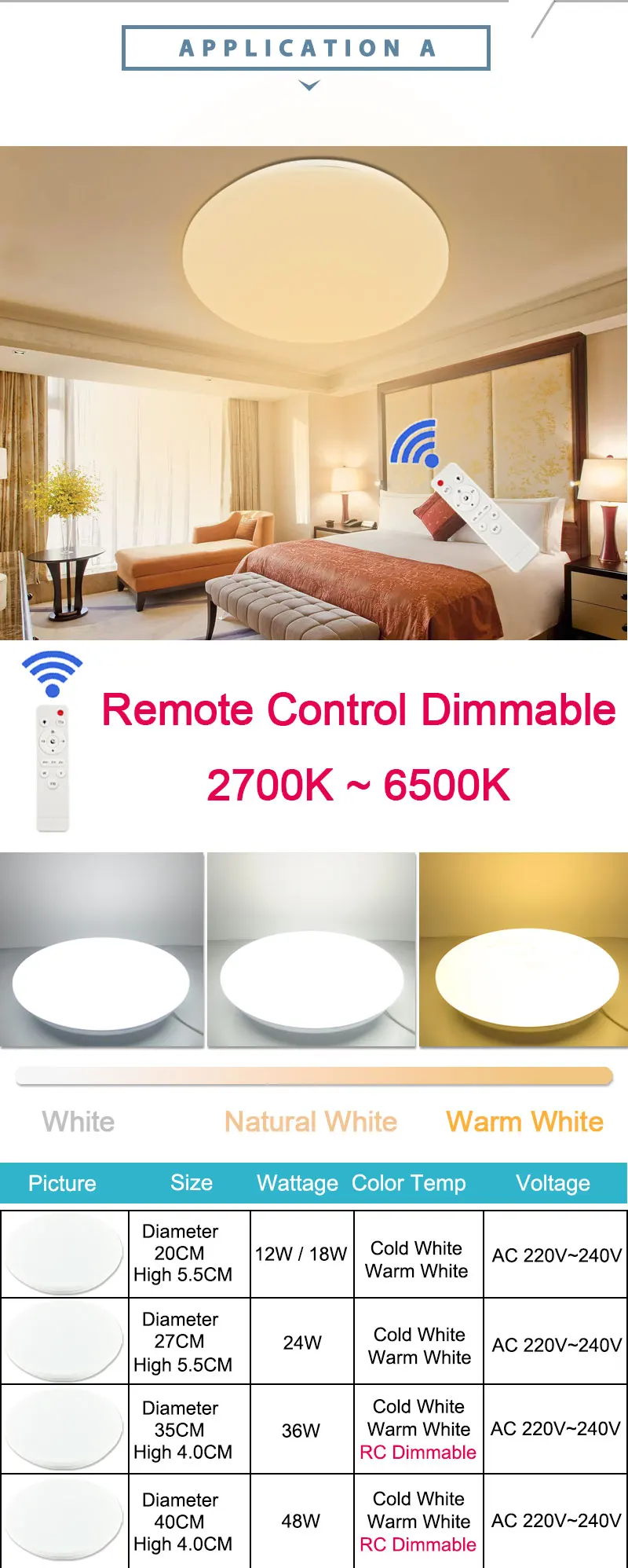 Modern LED Ceiling Light 36W 48W Fixture led Lamp Surface Mounted led ceiling light Remote Control Living Room Bedroom Bathroom