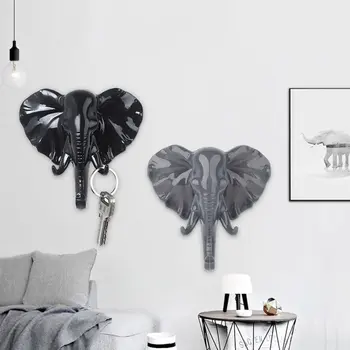 

Elephant Head Animal Wall Door Clothing Hook Display Storage Racks Self Adhesive Hanger Bag Keys Sticky Holder Creative Decor