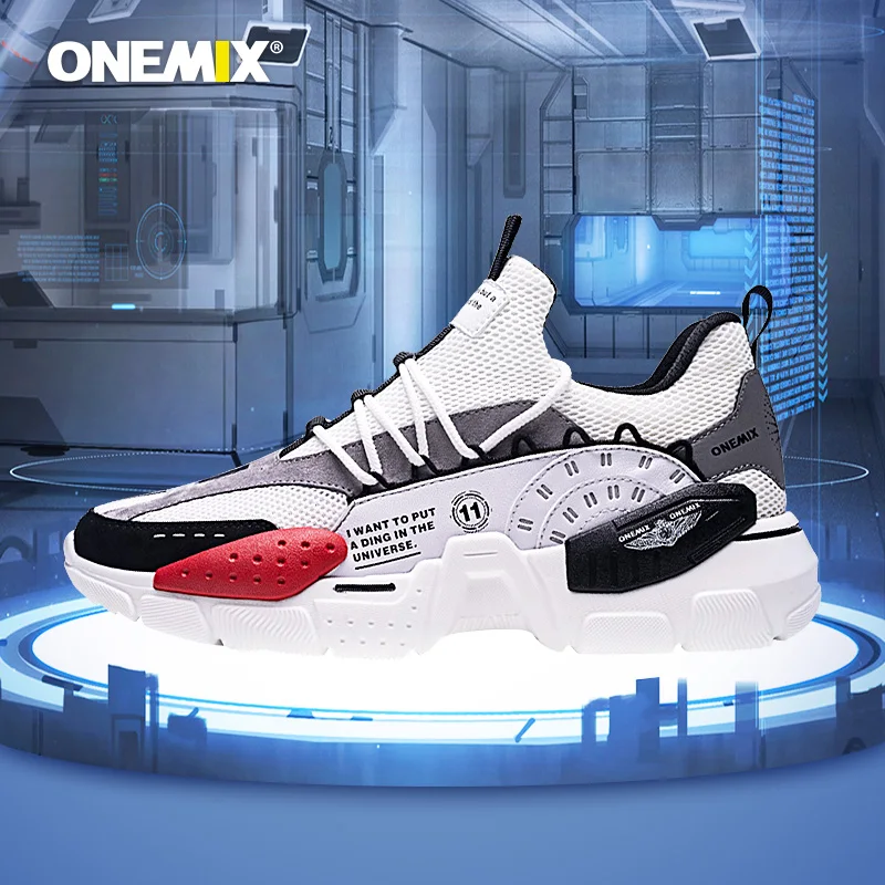 ONEMIX Unisex Sneakers New Technology Style Leather Damping Comfortable Winter Men Sports Running Shoes Tennis Dad Shoes