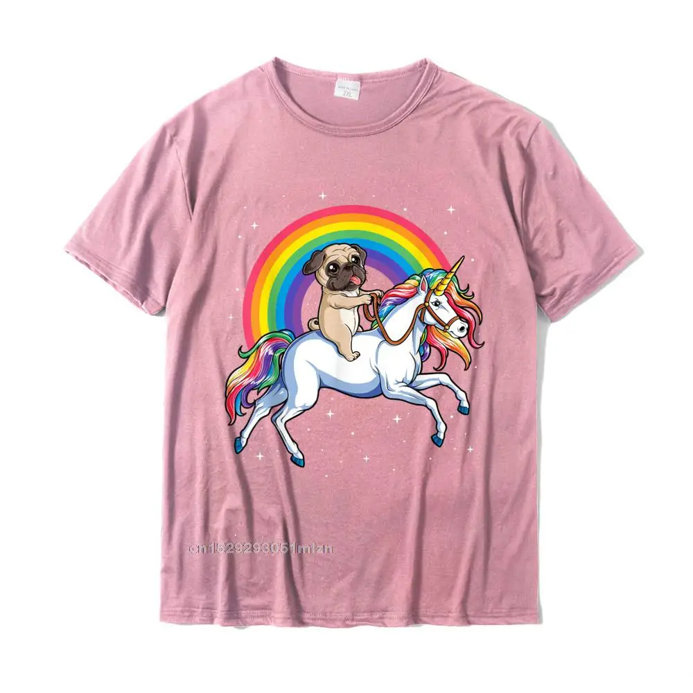 Camisa Faddish Geek Tops Shirts Crewneck Summer Fall 100% Cotton Fabric Short Sleeve Tshirts for Men Casual Tee Shirt Pug Unicorn T shirt Girls Kids Space Galaxy Rainbow Pugicorn T-Shirt__4498 pink