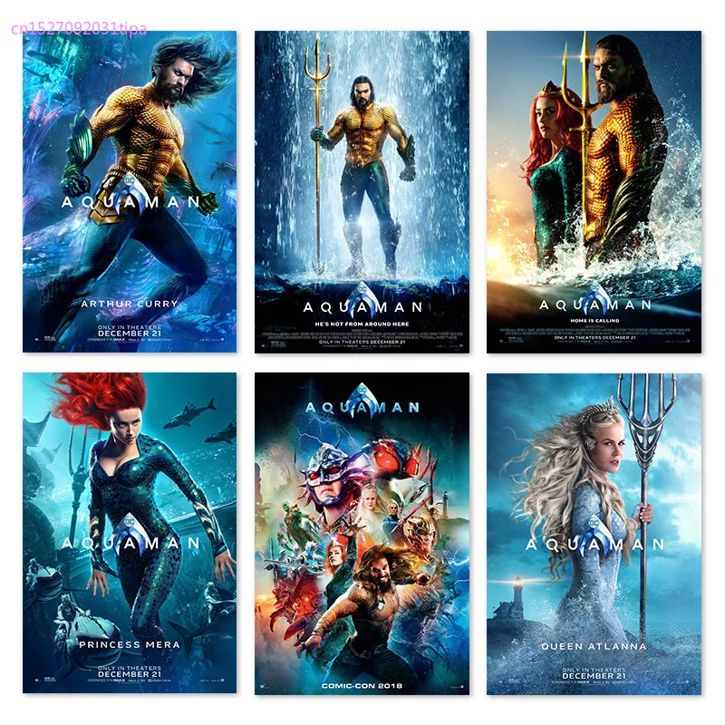 Aquaman 2018 DC постер фильма Джейсон Момоа супергерой фильм шелковое искусство
