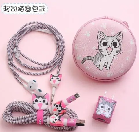 16 1 комплект мультяшный USB защитный кабель Winder наклейки для зарядного устройства кабельный провод Органайзер тпу спиральный шнур протектор для iphone 5 6 7 - Цвет: 16