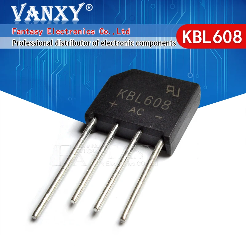 5PCS KBL608 KBL 608 bridge pile 6A 800V flat bridge rectifier new and ...