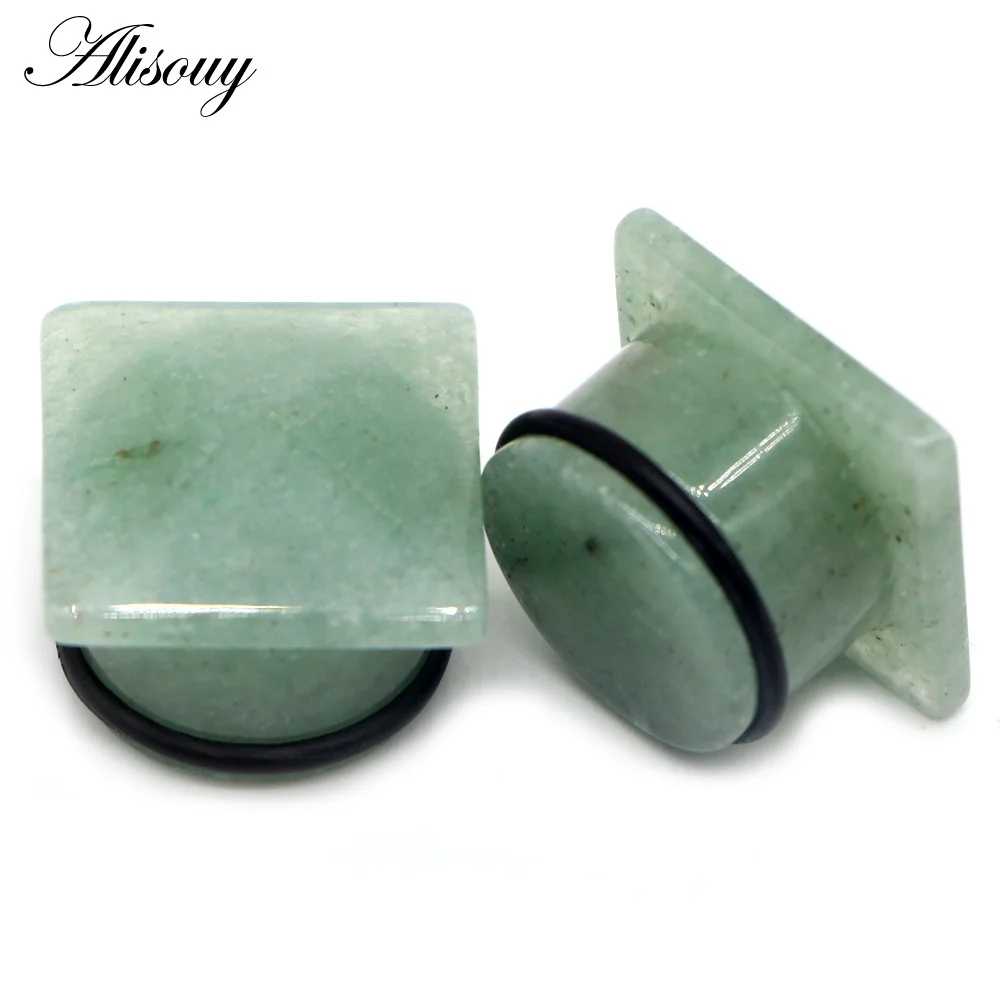 EM0933E Aventurine Alisouy, 2 шт, пирамида, камень, беруши, измерительные серьги, для женщин и мужчин, Ушная пробка, телесный туннельный расширитель, ушные носилки, пирсинг, ювелирные изделия - Окраска металла: EM0933E Aventurine
