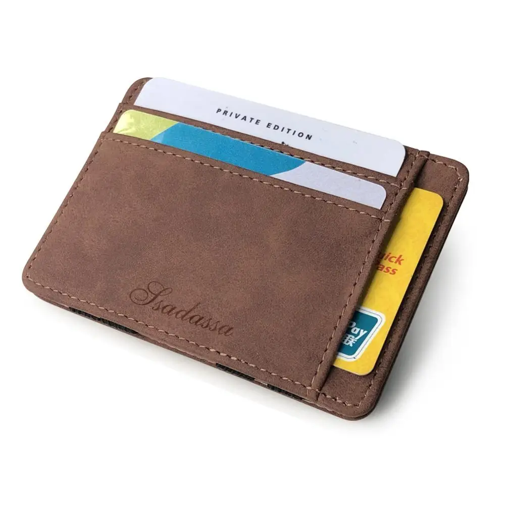 

Women & Man Card Holder Cowhide Slim Card Wallet Small Thin Card Package Matte leather card case zipper coin purse