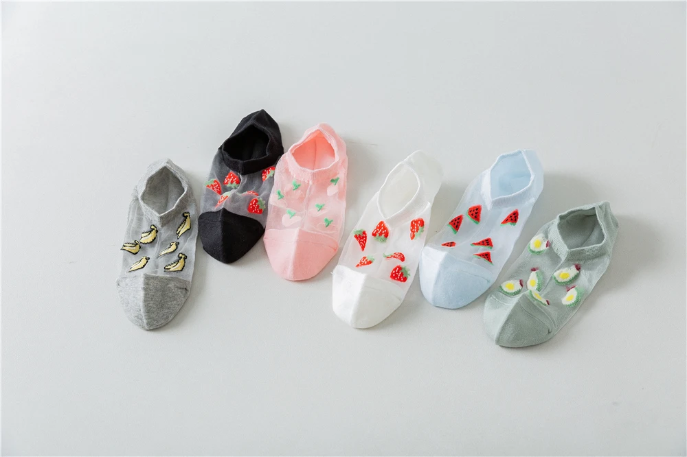 3 Paar süße Mädchen japanische Korea glücklich lustig Cartoon Baumwolle Eis Seide Socken Harajuku Obst Jacquard dünn atmungsaktiv rutschfest – Detail 23