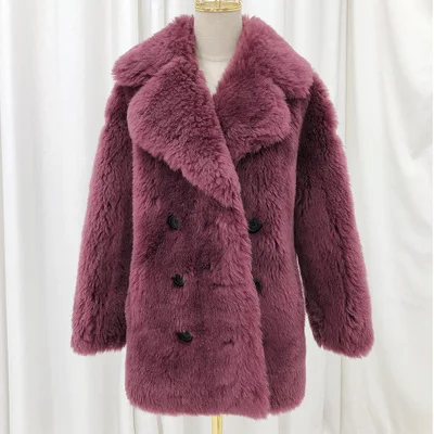 Новинка, осенне-зимнее женское теплое меховое пальто с натуральными гранулами для стрижки овец, женская меховая куртка, уличная одежда - Цвет: 4