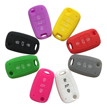 

Silicone Set Skin Holder Key Cover for Hyundai I30 I20 I35 Case Car Key Cover Cap for Kia Optima RIO Sportage Soul Flip Cover