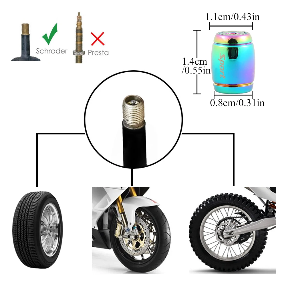 DSYCAR 1Set Fashion Zinc Alloy Anti-theft Sport Car Tire Valve Caps Wheel Tires Tire Stem Air Cap Airtight Cover for Car Styling