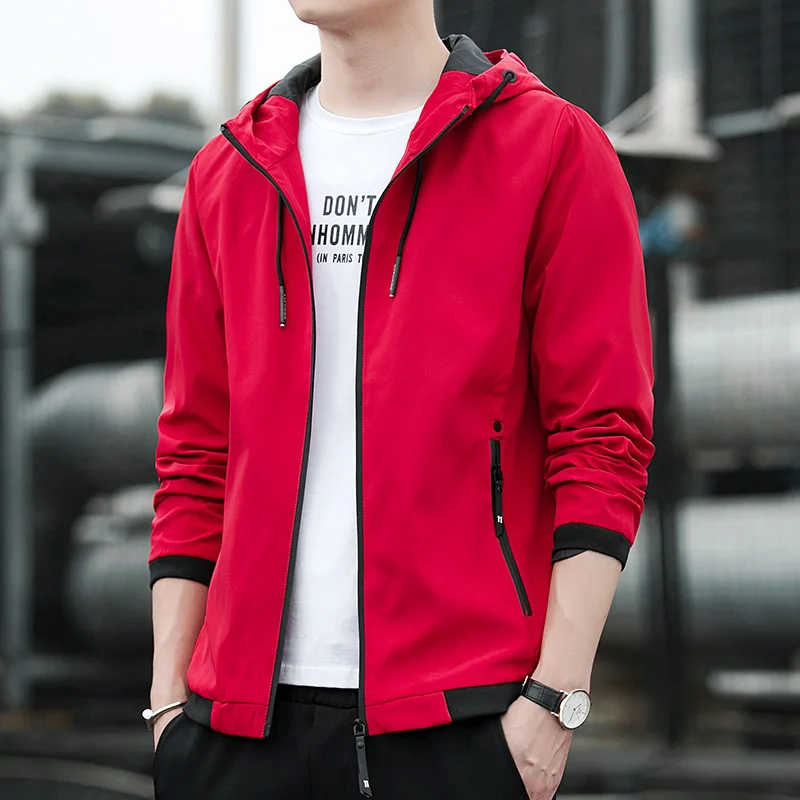 

Spring and Autumn Men's Jacket Youth Korean Casual Jacket Hooded Fashion Versatile Brand Thin Men's Jacket Jacket