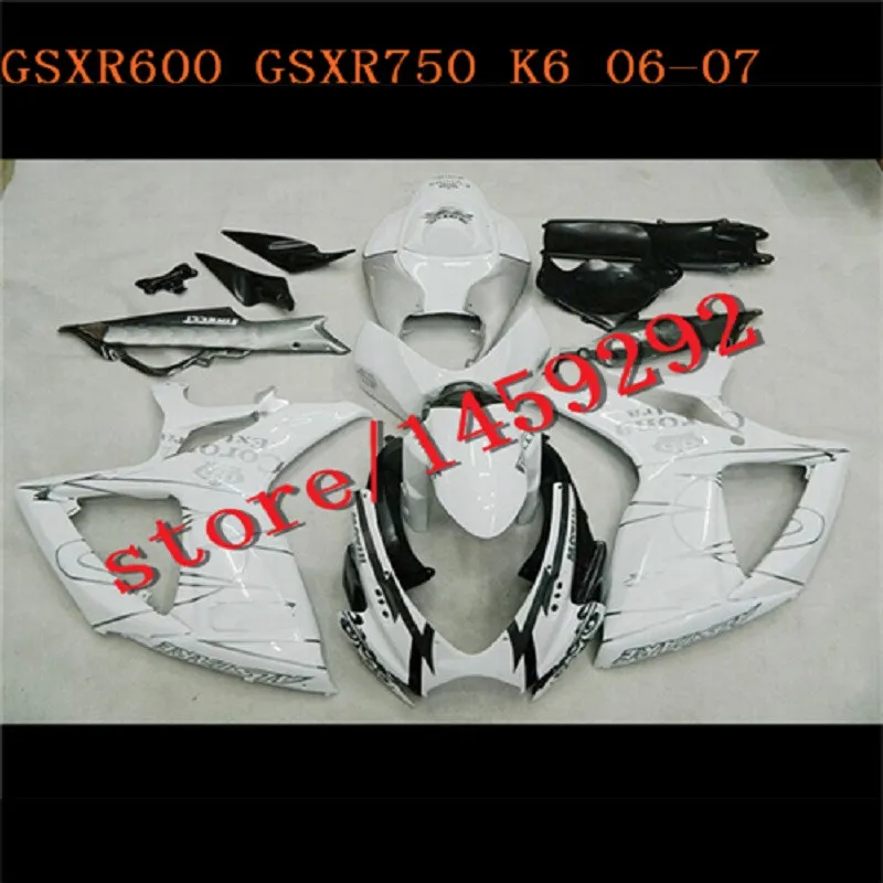 ABS Fairings for GSXR600 06 07 GSXR750 SUZUKI GSX-R600 GSX-R750 2006 2007 white black GSXR 600 750 06-07 K6 K7 fairing kits | Автомобили и