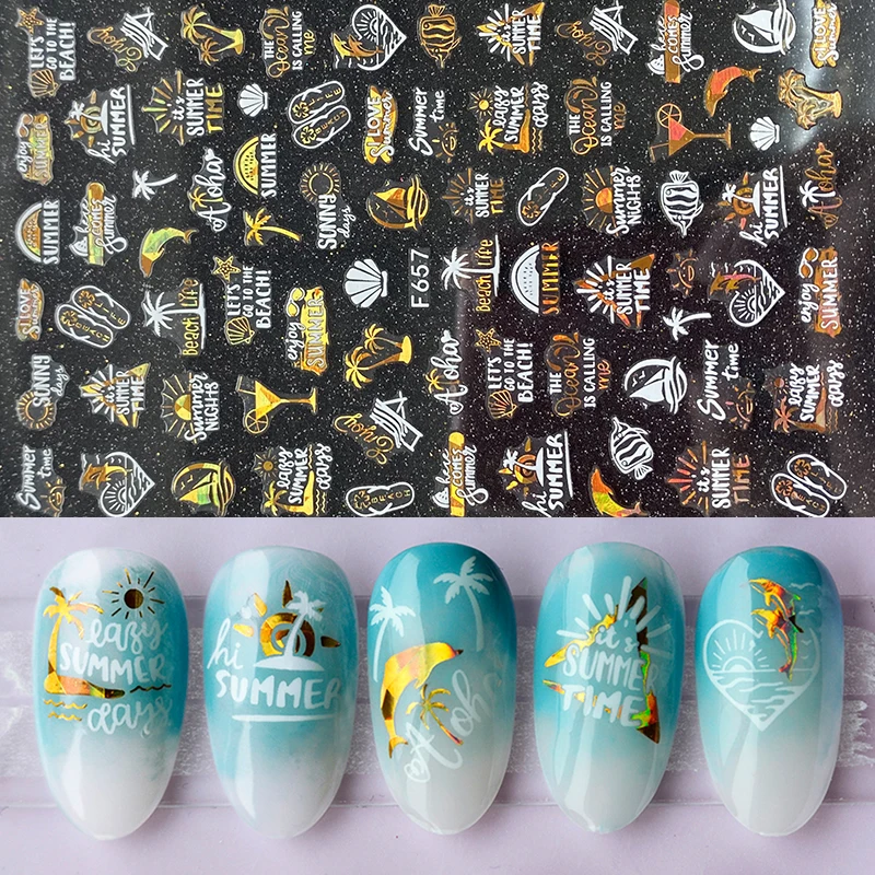 Стикеры 3D на ногти Nail Art черные английские алфавиты Геометрические Цветочные