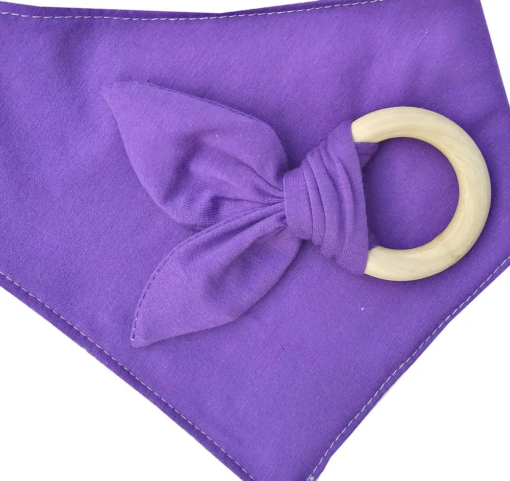 purple Набор зубных слюнявчиков с заячьими ушками, тканевый прорезыватель, тканевый и деревянный Прорезыватель для зубов с рифленым материалом и слюнявчиками - Цвет: purple