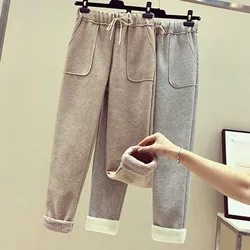 Pantalon crayon épais en polaire pour femme, survêtement chaud, taille haute, Streetwear, Y2k, collection automne et hiver 2021 