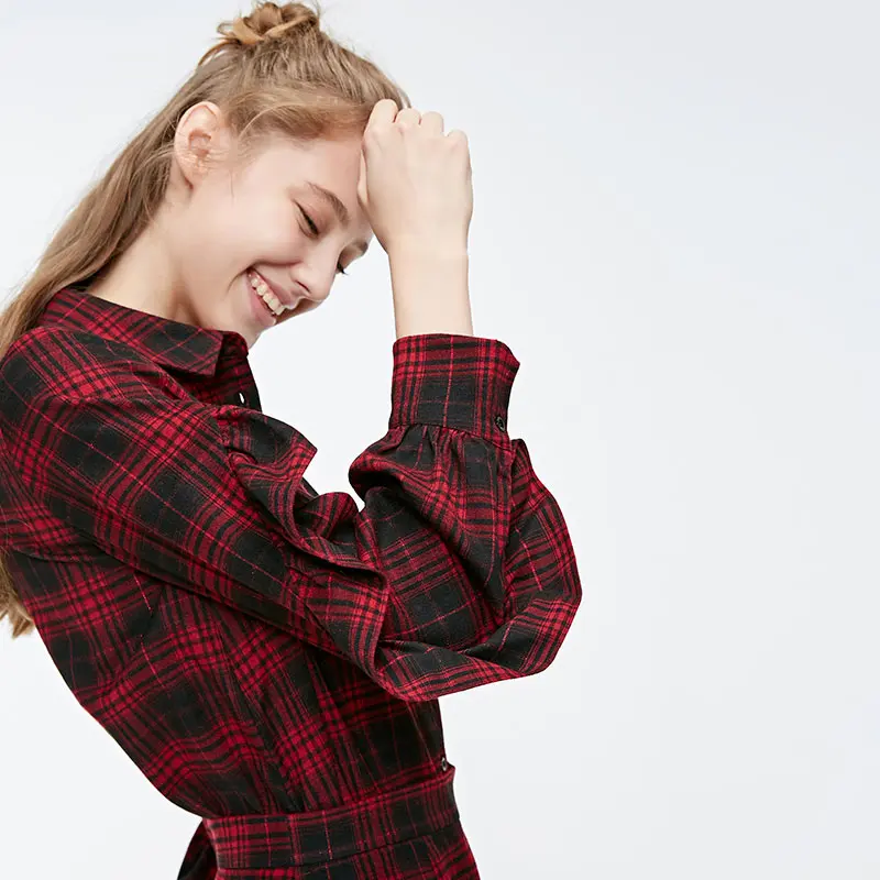 Vero Moda женское расклешенное платье в клетку с отложным воротником | 31917D508