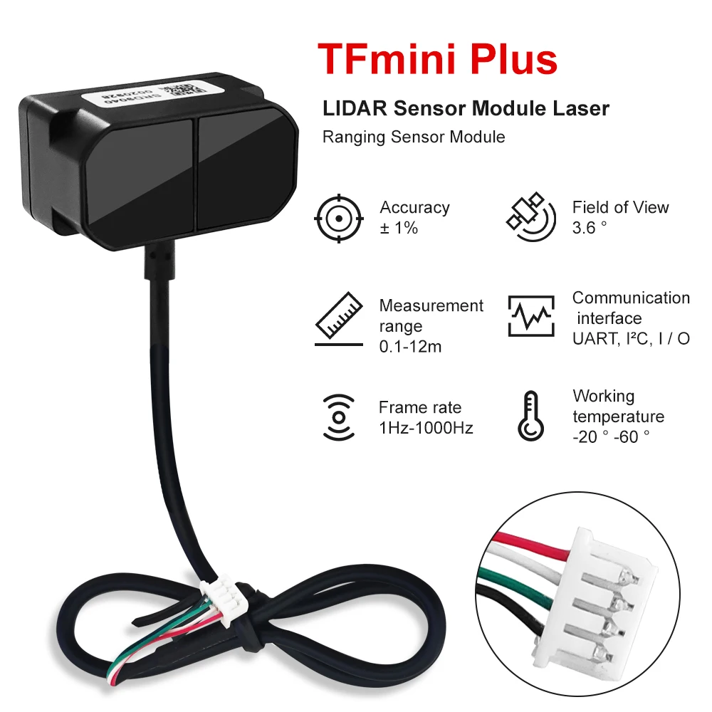 TFmini Plus Laser Sensor IP65 Single Point Distance Measurement Module 0.1-12m 