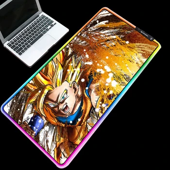 

Yuzuoan Anime XXL Gaming Mouse Pad Dragon Ball LED7-Color Lighting Eye Protection RGB Gaming Mouse Pad Non-slip Carpet Mat 90X40