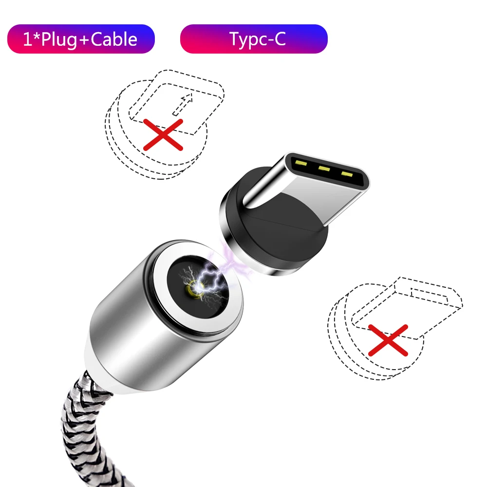 Магнитный Micro usb type-C кабель для iPhone 11 Pro XS Max 7 8 Plus samsung Android 3A кабель для быстрой зарядки и передачи данных 2 м USBC type C зарядное устройство - Цвет: Silver For Type C
