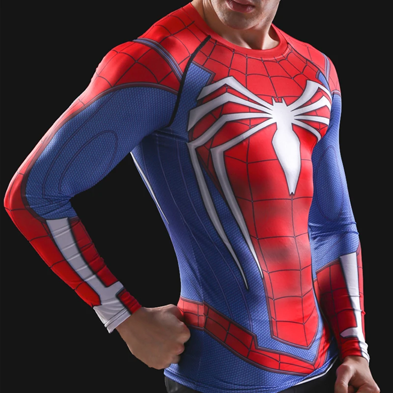 Spider Print Men's T-shirt Gym Clothing Sportswear Running Man Rashguard Sport Compression T Shirt sport t shirt,running t shirt,running t shirts,compression t shirt,men t shirts