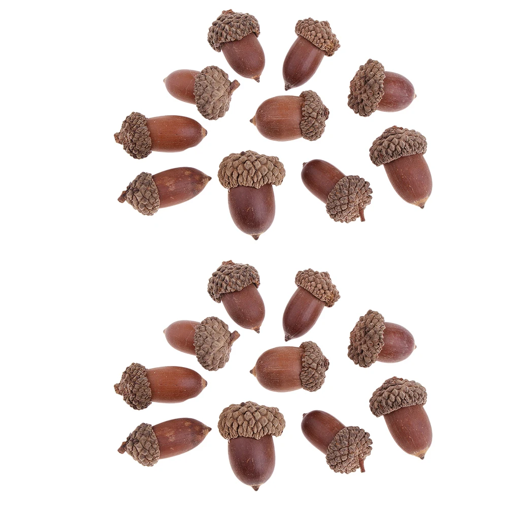 20Pcs Natural Mini Acorns Christmas Accents Home Xmas Festival Decorations Room Ornament Rustic Crafts
