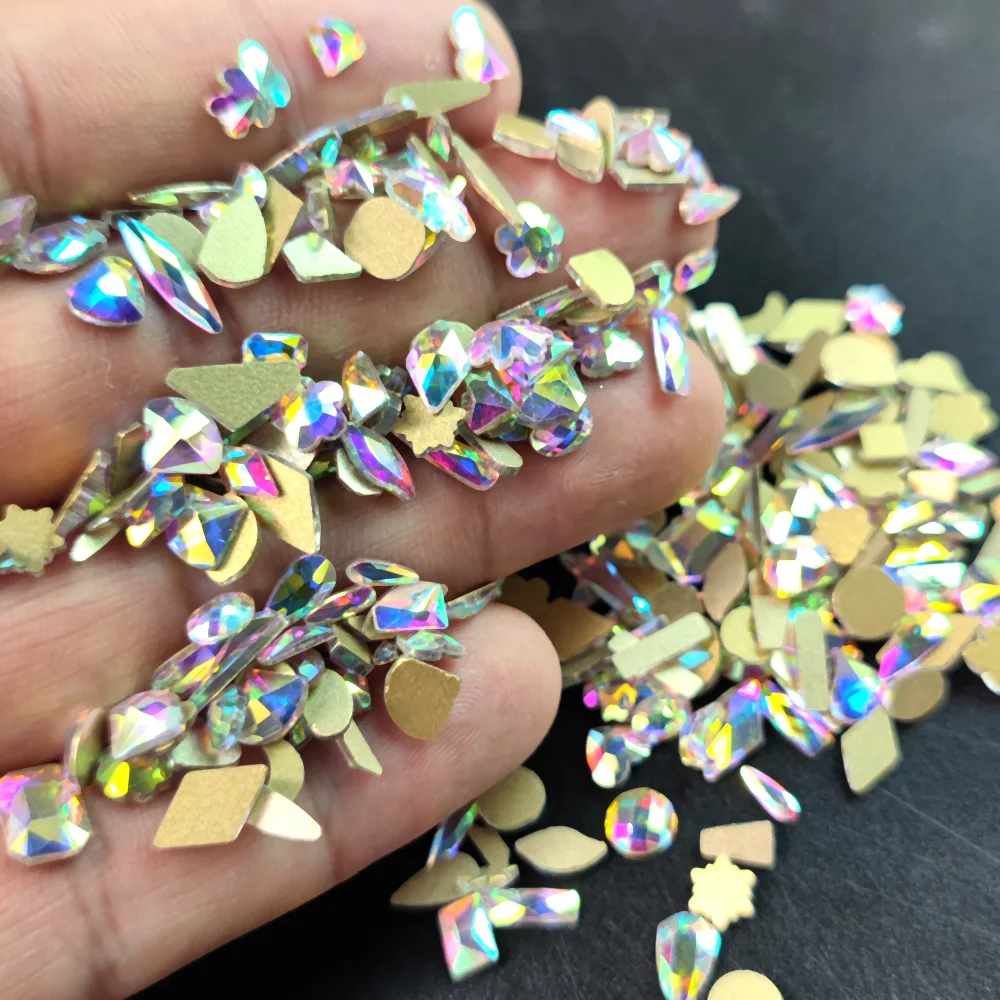 

20pcs Glitter 3D Rhinestones AB Red Flat Back Shiny Stones Nail Art Decorations Mixed Size Nail Gems Crystal Strass Accessories