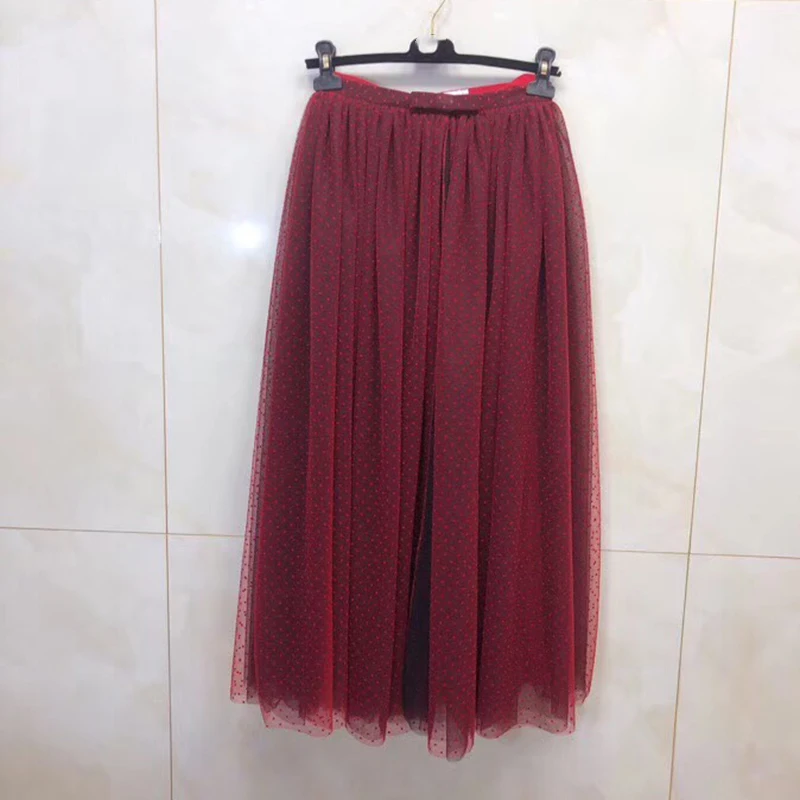

2019 Summer Fashion Skirt High Quality Red Ankle-Length Vintage Skirt For Women Long Skirt