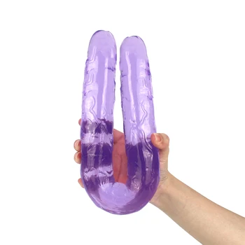 46cm Soft Jelly Dildo Double Long Realistic Dildos Cock Lesbian Vaginal Anal Plug Flexible Fake Penis For Women Dildos Sex Toys 6