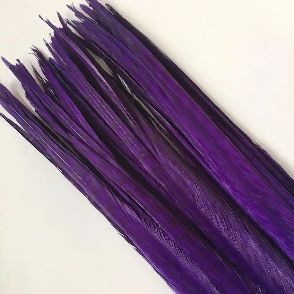 Purple 100 шт./лот перья из хвоста фазана 20-22 дюймов в переменного тока, 50-55 см ювелирные изделия свадебные украшения из натуральных перьев окрашенные перо фазана - Цвет: Purple