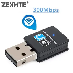 Zextem – adaptateur réseau Wi Fi 300Mbps, pour PC/ordinateur de bureau/portable, puce RTL8192, Mini récepteur USB de voyage, prise en charge de la carte réseau Mac 
