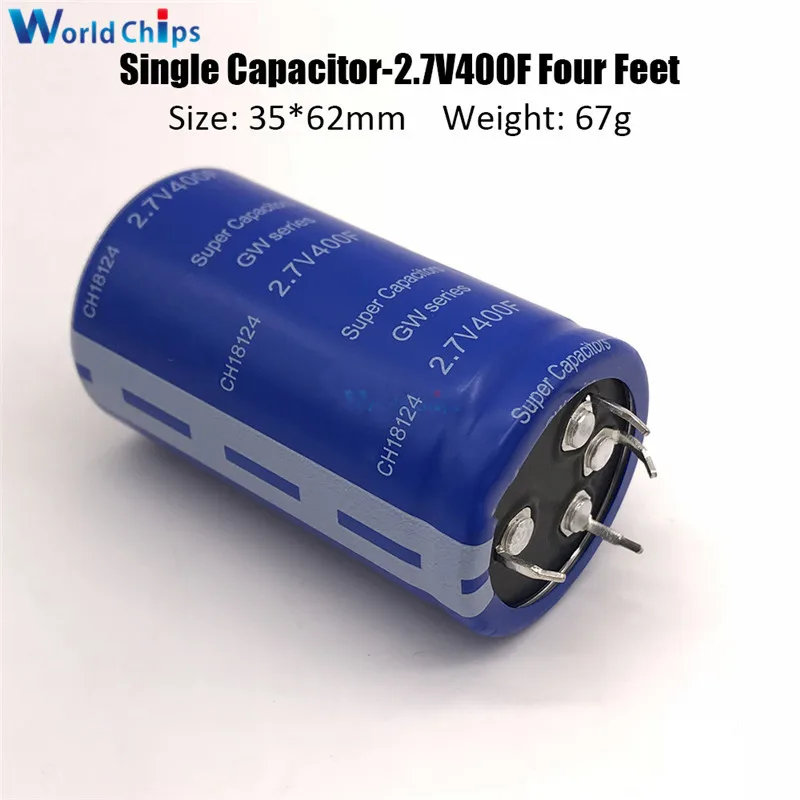 2,7 V 400F сверх яркий конденсатор 4 фута 2.7V400F 35*62mm одиночный конденсатор для Автомобильная стереоколонка батарея высокочастотная низкая ESR