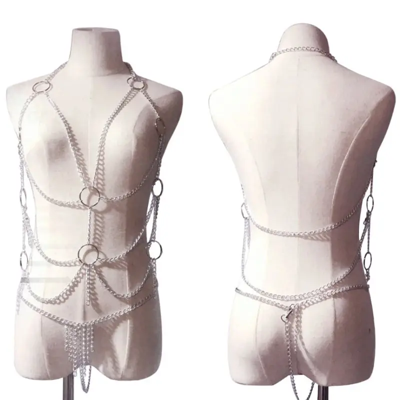 

Women Metal Chain Porno Costumes Sexy Lingerie Fetish Nightwear Tassel Set NEW