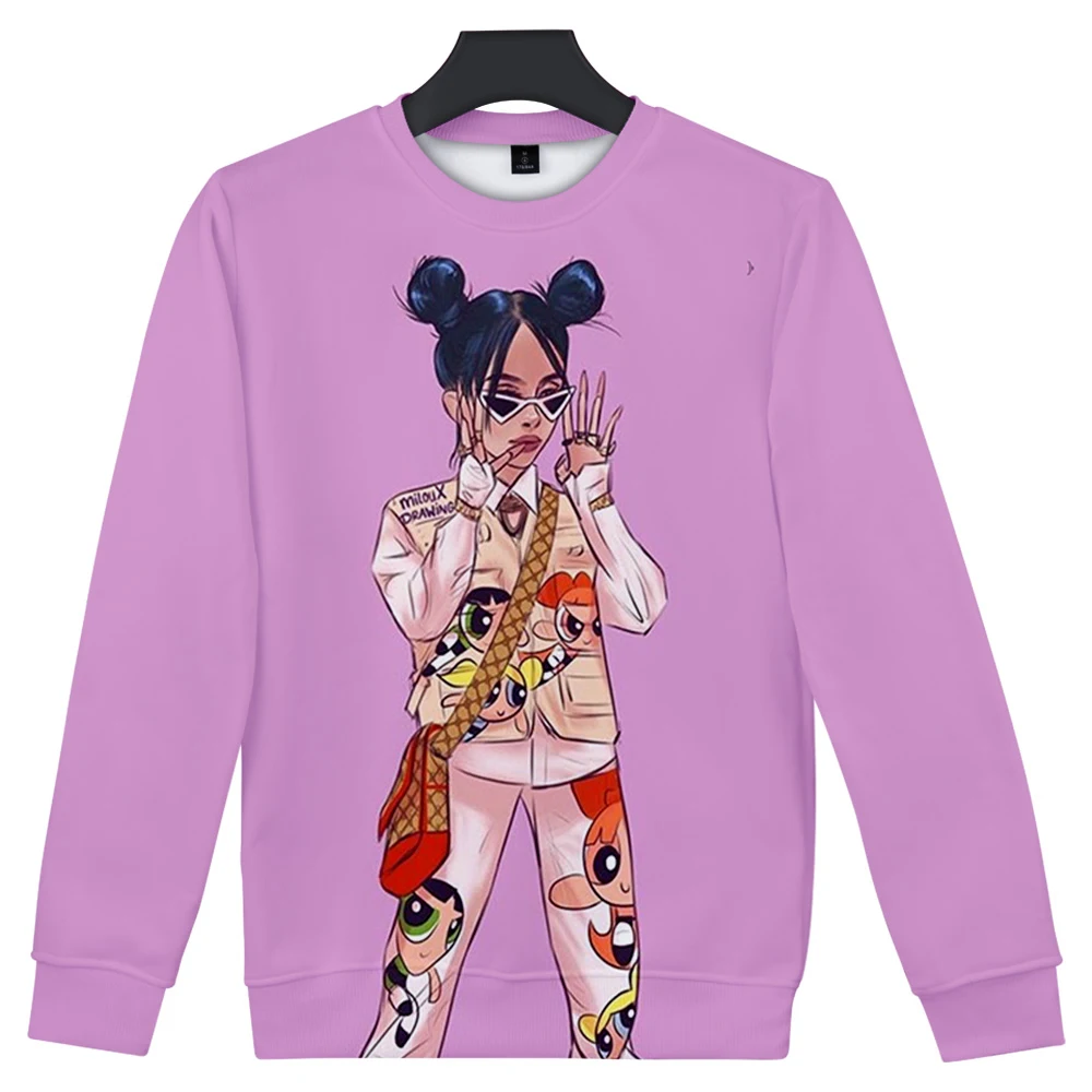 Billie Eilish 3D afdrukken Mode comfortabele Straat O hals Vrouwen/mannen Lange футболка Lange t-shirt Zanger