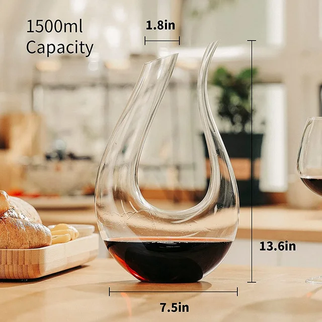 Criativo em forma de u dispositivo de derramamento de vinho grande decanter  vinho tinto vidro de cristal vinho pote vinho estrangeiro 1500ml barra  acessório - AliExpress
