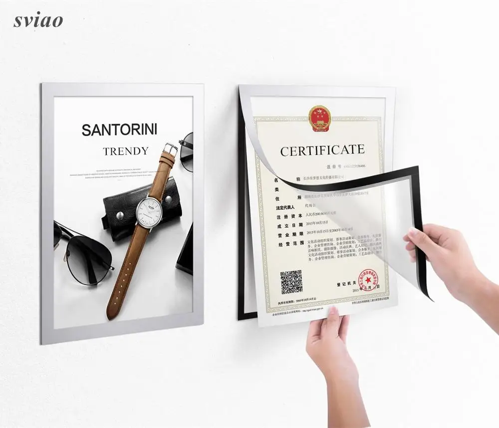 5 pcs A4 Flexible PVC Frame for Pictures Documents Notice Posters Wall Mounted Silver Frame