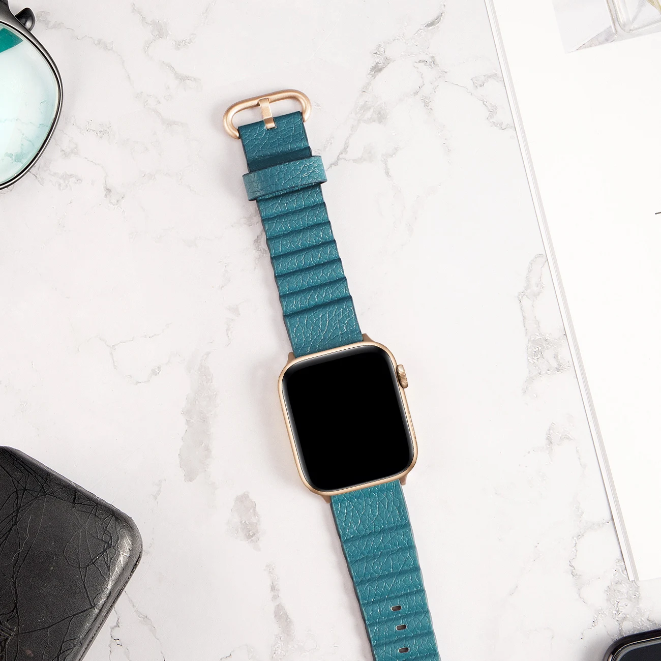 Регулируемый ремешок для часов Apple Watch 5 4 ремешок из натуральной кожи 44 мм ремешок 42 40 38 мм серия 4 1 2 3 ремешок Петля Браслет Петля черный