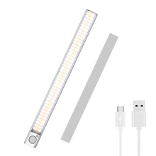 Luz LED de armario recargable por USB, lámpara de pared con Sensor de movimiento para debajo del armario, cocina y dormitorio, 160