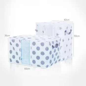 

1PC Foldable Storage Bags Non-woven Space Saver Clothes Box Portable Wardrobe Dot Stars Organization Home Clothing Organizer NEW