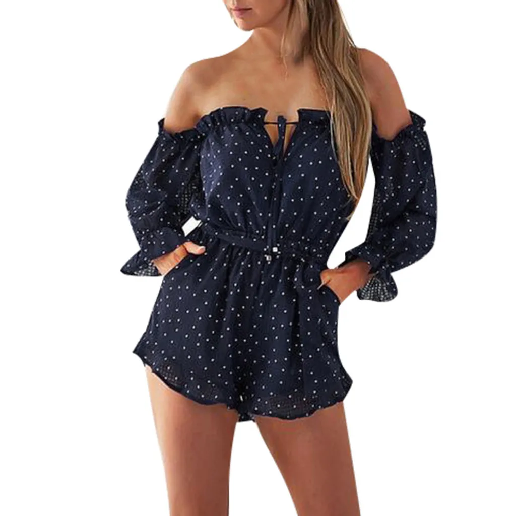 Летний богемский игровой костюм для Macacao feminino комбинезон женский Boho печати короткий рукав мини сексуальный комбинезон# C7