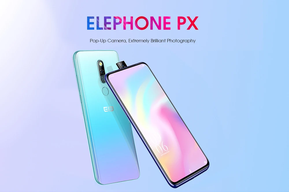 Elephone PX 6,5" FHD+ Глобальная версия смартфона Android 9,0 MT6763 всплывающая камера 16 МП камера отпечаток пальца мобильного телефона