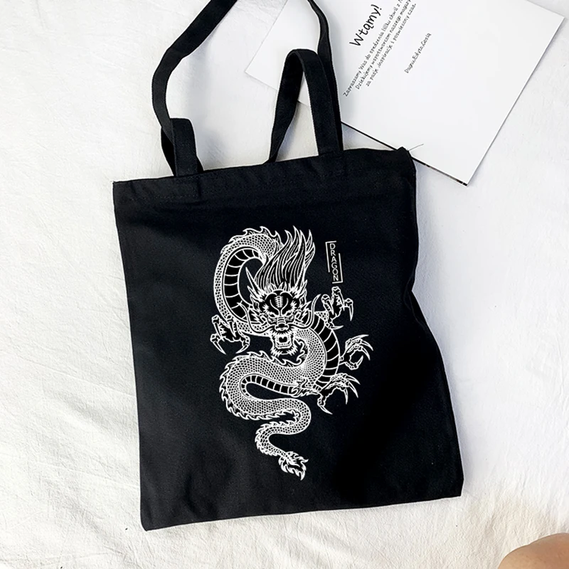 Dragon Bags Print bf Casual chic New Harajuku Punk Large Capacity Canvas Vingtae Ulzzang ins Hip